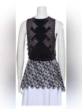 NWOT 3.1 Phillip Lim Black Floral Lace Overlay Top